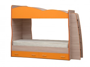 Кровать детская двухъярусная Юниор 1.1 оранжевая в Катав-Ивановске - katav-ivanovsk.mebel74.com | фото 1