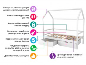 Кровать-домик Svogen с фото с ящиками и бортиком бежевый/зверята в Катав-Ивановске - katav-ivanovsk.mebel74.com | фото 2