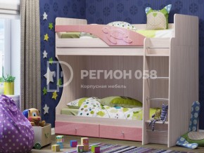 Кровать двухъярусная Бемби МДФ Розовый металлик в Катав-Ивановске - katav-ivanovsk.mebel74.com | фото 1