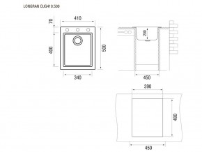 Мойка Longran Cube CUG 410.500 в Катав-Ивановске - katav-ivanovsk.mebel74.com | фото 2